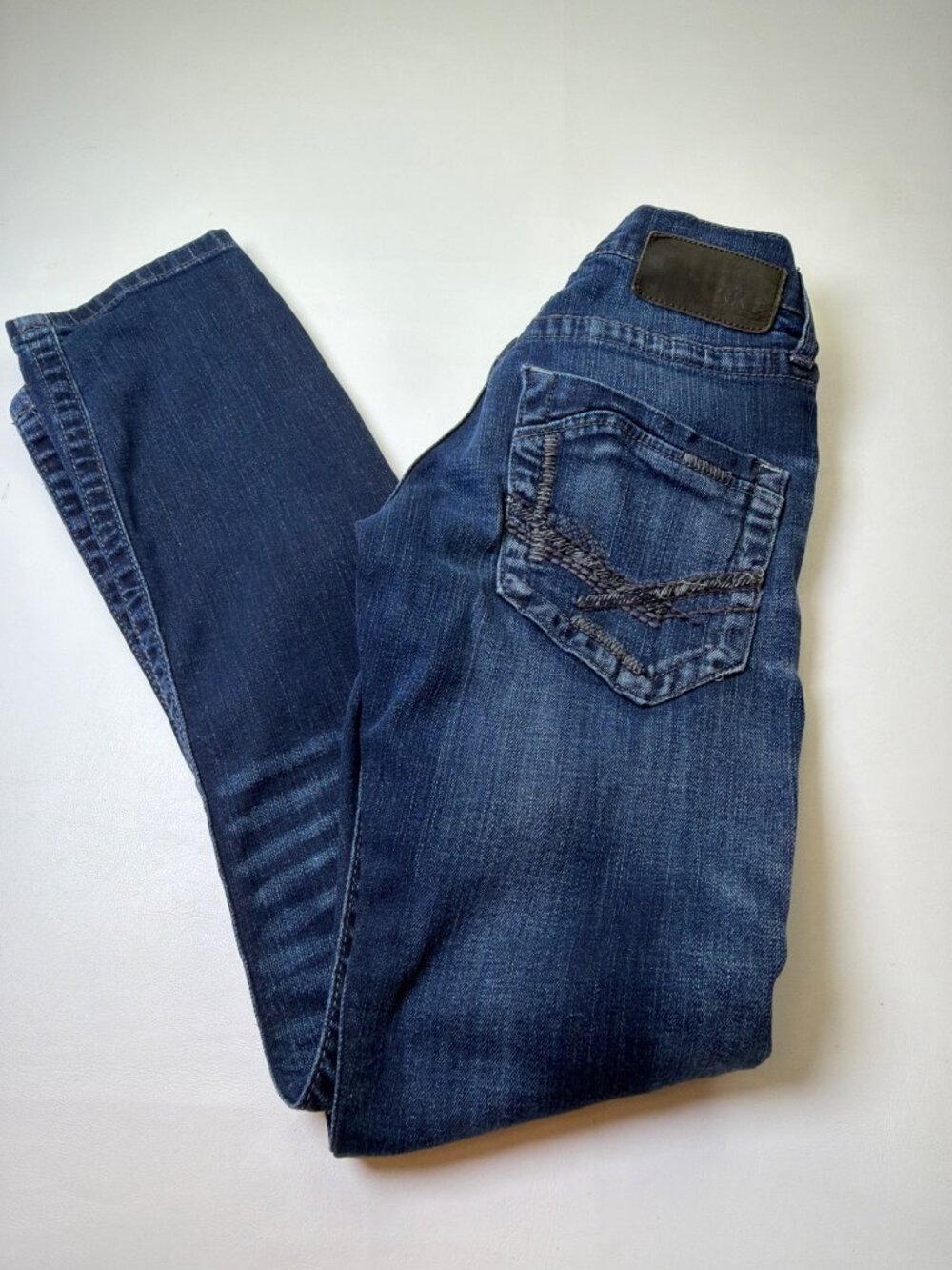 BKE AARON Jeans Men’s Size 25R Straight Slim Leg Dark Wash Stretch Whiskering